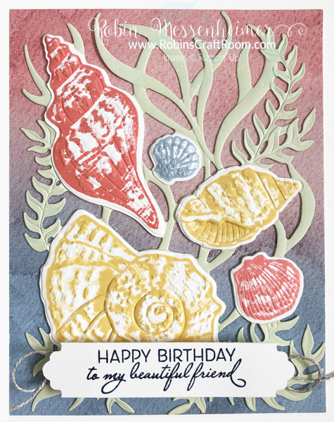 Sand & Sea Card made with stamps, die, and embossing folder